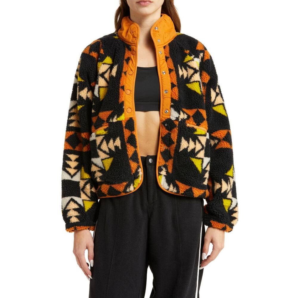 NEW Free People Hit The Slopes Printed Fleece Jacket Size S - Picture 2 of 14